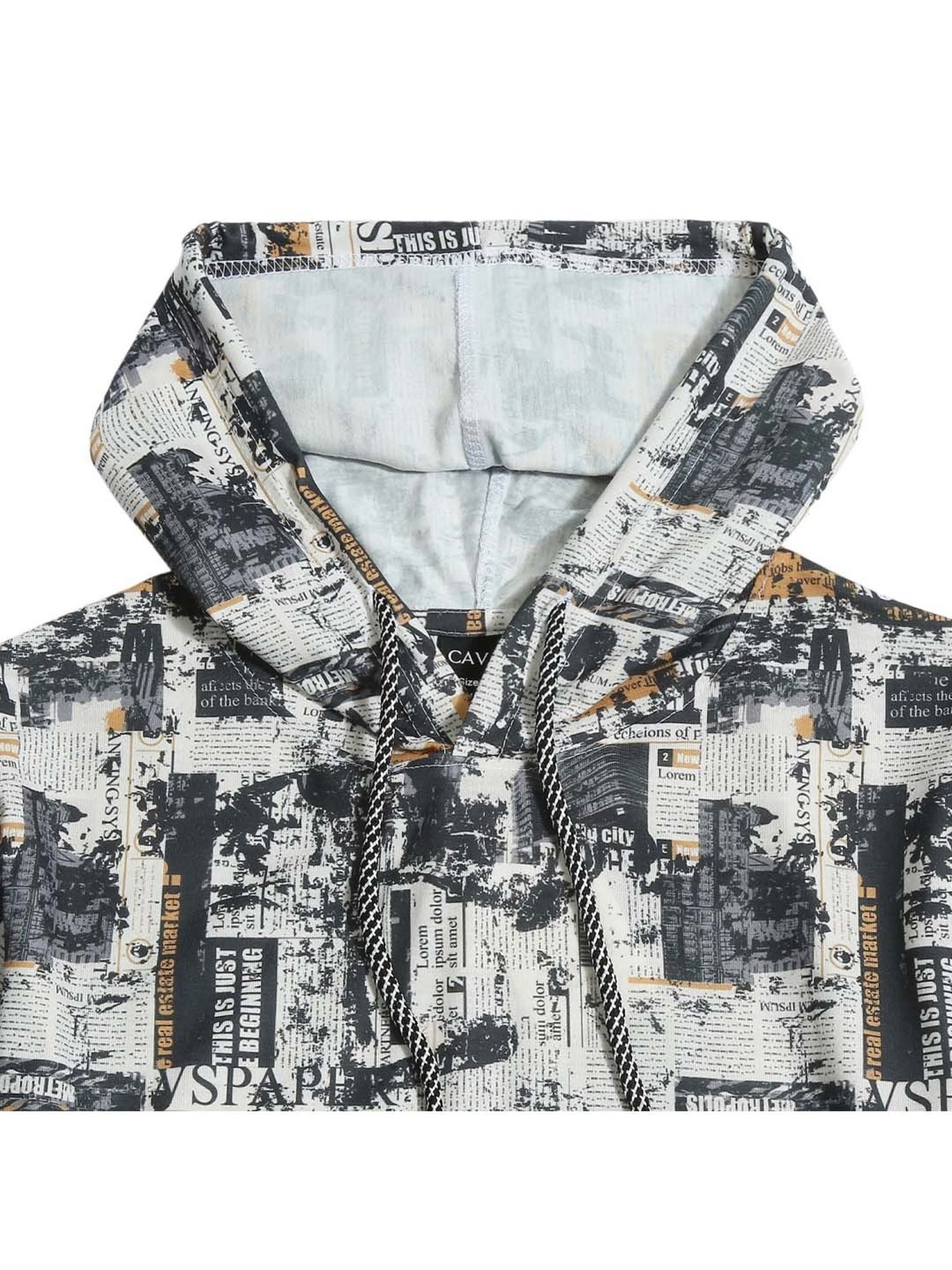 Cavio Boys Grey & White Cotton Printed T-Shirt