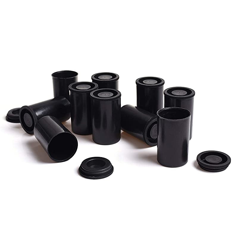 Film Canisters with Caps 35 mm Empty Camera Reel Storage Containers Case Plastic Storage 15 Pack Black