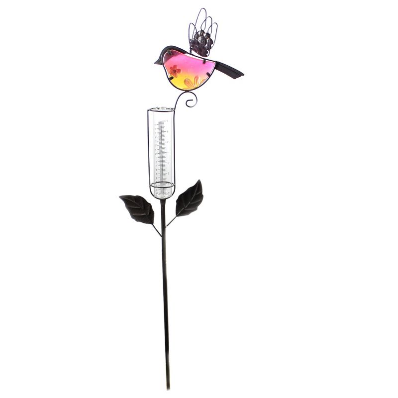 Home & Garden 39.0" Bird Rain Guage Stake Pink Measure Yard Decor Regal Art & Gift  -  Decorative Garden Stakes