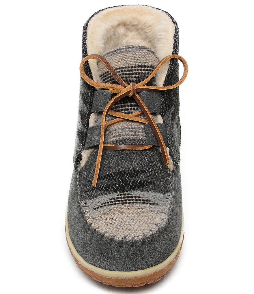 Minnetonka Torrey Tribal Knit Lace-Up Ankle Booties