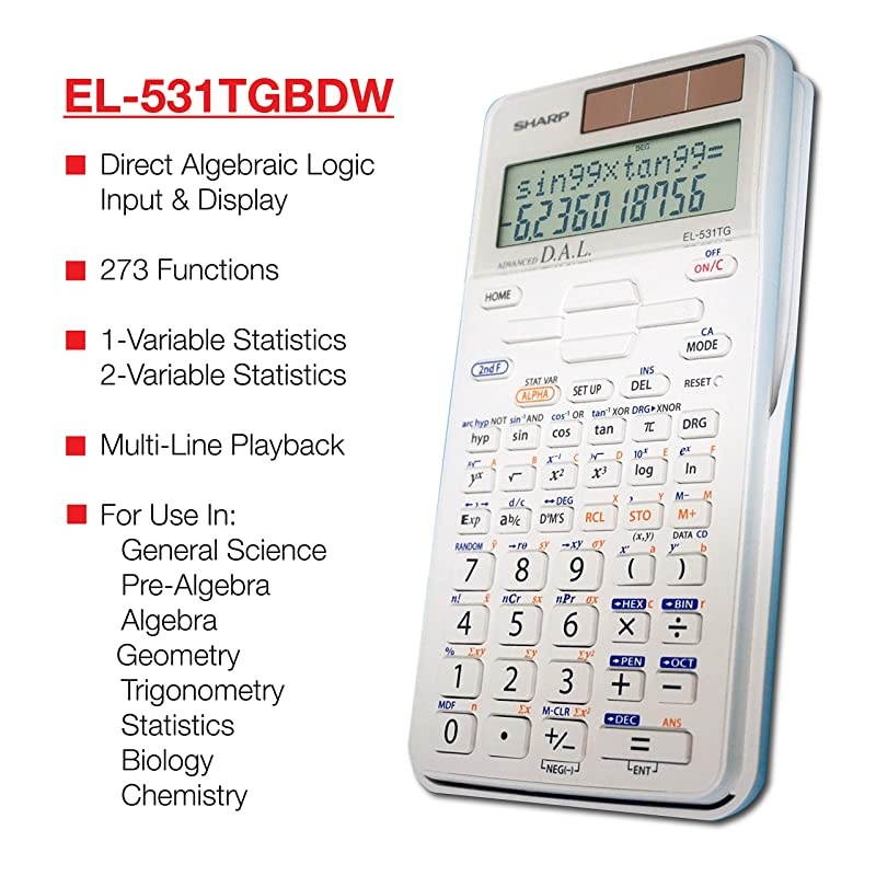 EL531TGBDW 12Digit ScientificEngineering Calculator with Protective Hard Cover Battery and Solar Hybrid Powered LCD Display Great for Students and Professionals Silver