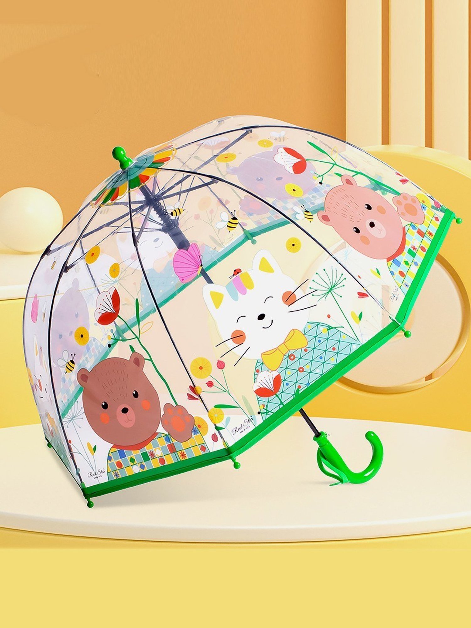 Little Surprise Box Green Polyester Printed 2 Fold Umbrella