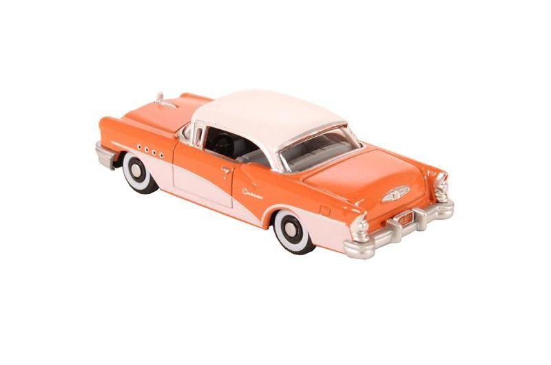 1955 Buick Century Coral and Polo White 1/87 (HO) Scale Diecast Model Car by Oxford Diecast
