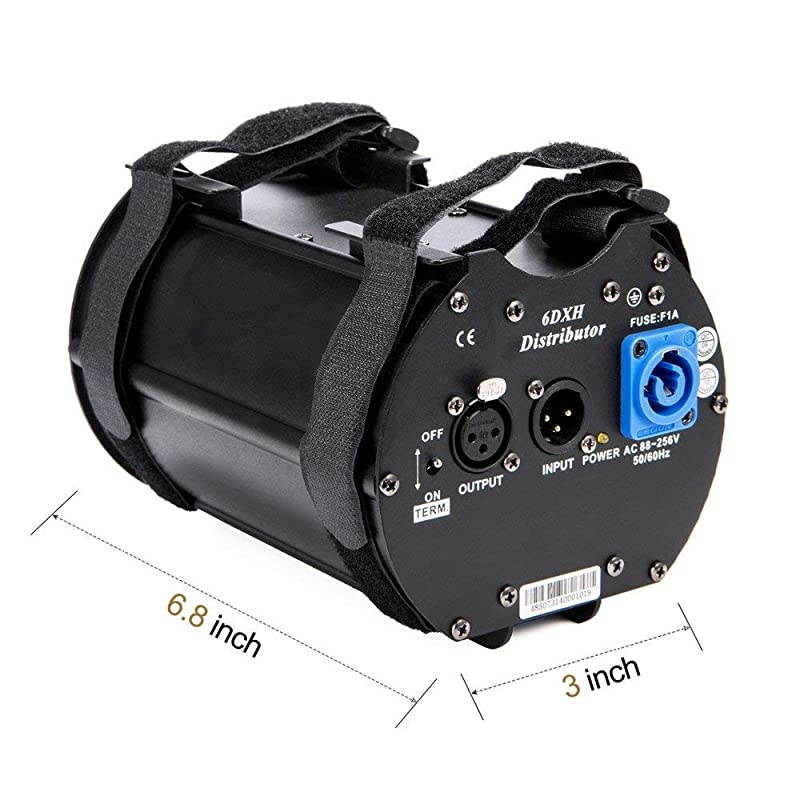 6-Way Isolated DMX Splitter Amplifier Distributor with 3-Pin Outputs