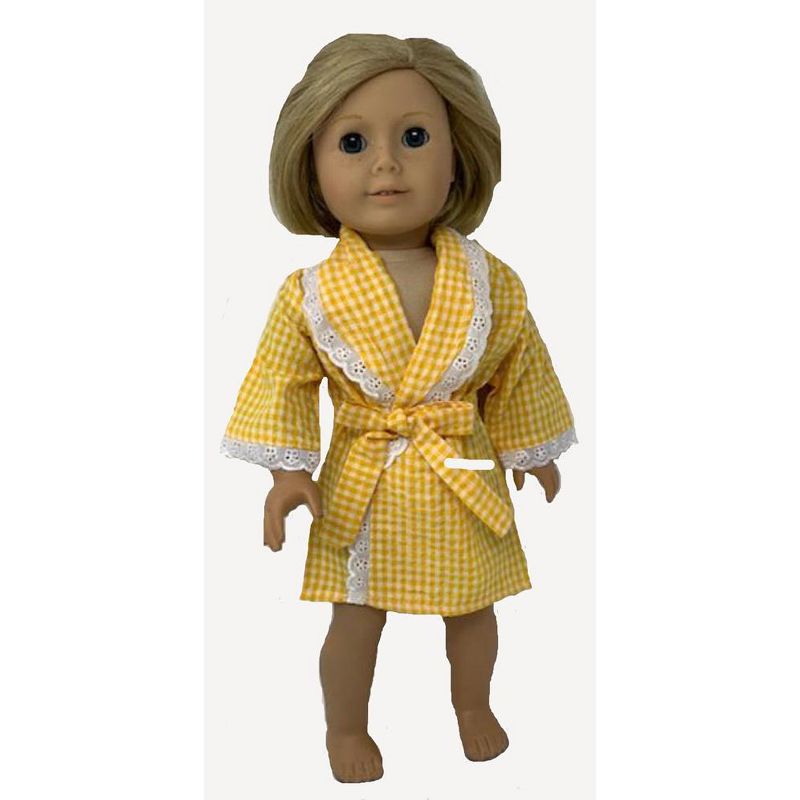 Doll Clothes Superstore 18 Inch Girl Doll Maroon Pajamas With Yellow Robe