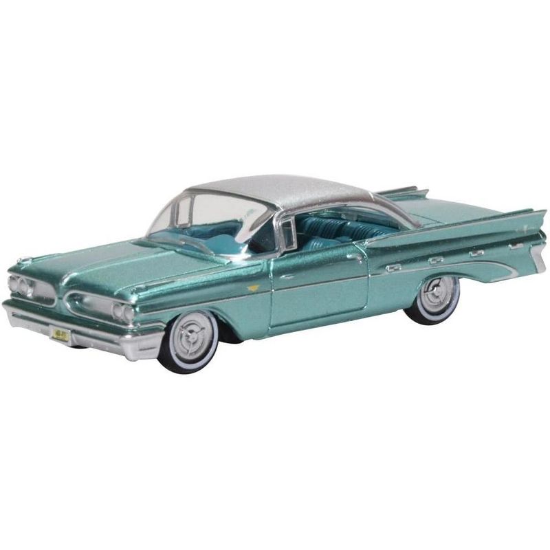 1959 Pontiac Bonneville Coupe Seaspray Green with Silver Top 1/87 (HO) Scale Diecast Model Car by Oxford Diecast