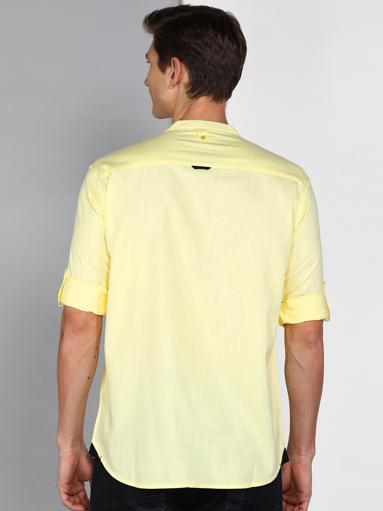 Kuons Avenue Lime Yellow Slim Fit Shirt