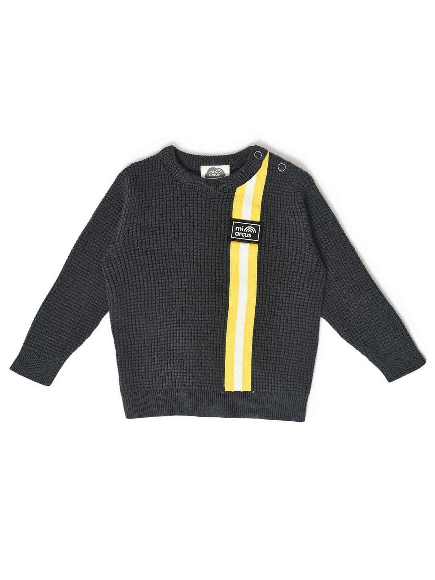 MiArcus Kids Black & Yellow Cotton Color Block Full Sleeves Sweatshirt Set