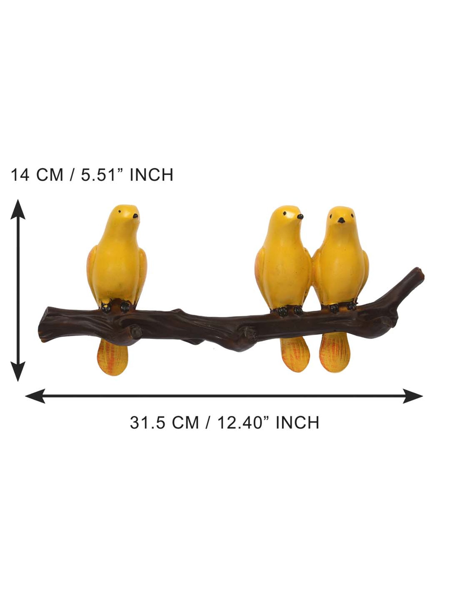 eCraftIndia 3 Yellow Birds Sitting on Tree Branch Decorative Key Holder