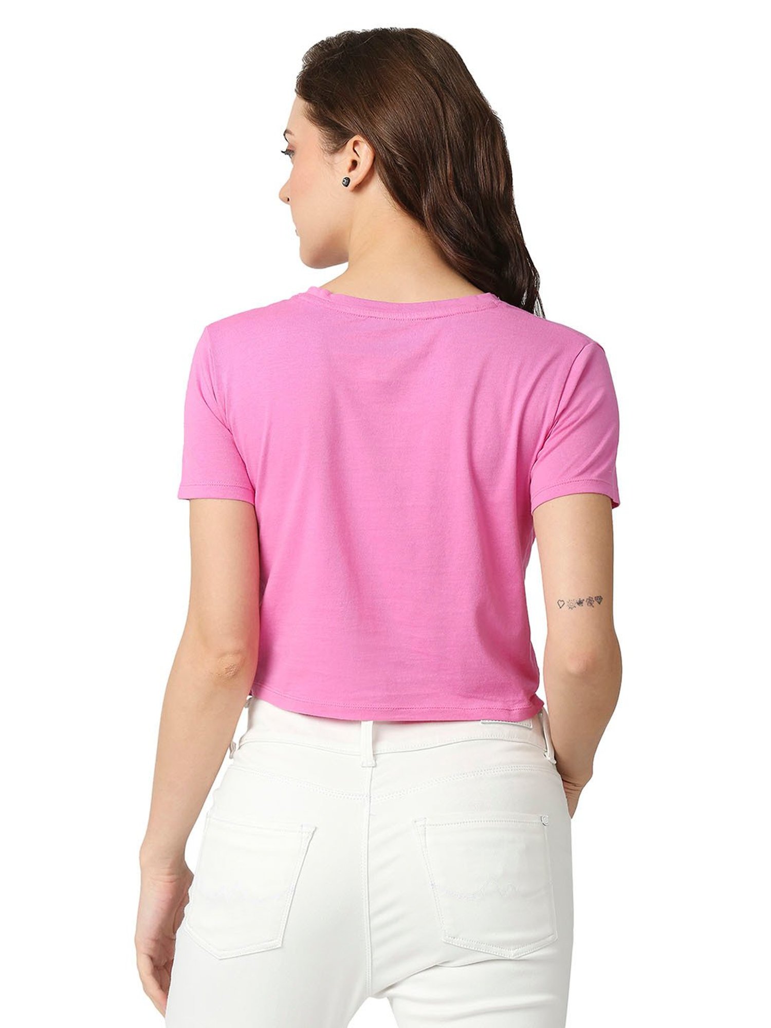 Pepe Jeans Pink Cotton Regular Fit Crop Top