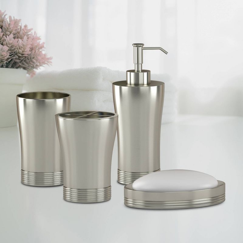 4pc Special Matt Metal Bath Accessory Set for Vanity Counter Tops Metal Gray - Nu Steel