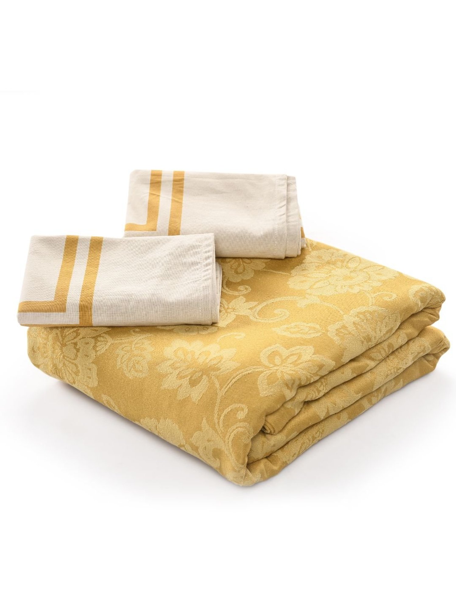 Saral Home Abstract Yellow 155 TC Cotton King Sized Bed Sheet with 2 Pillow Covers