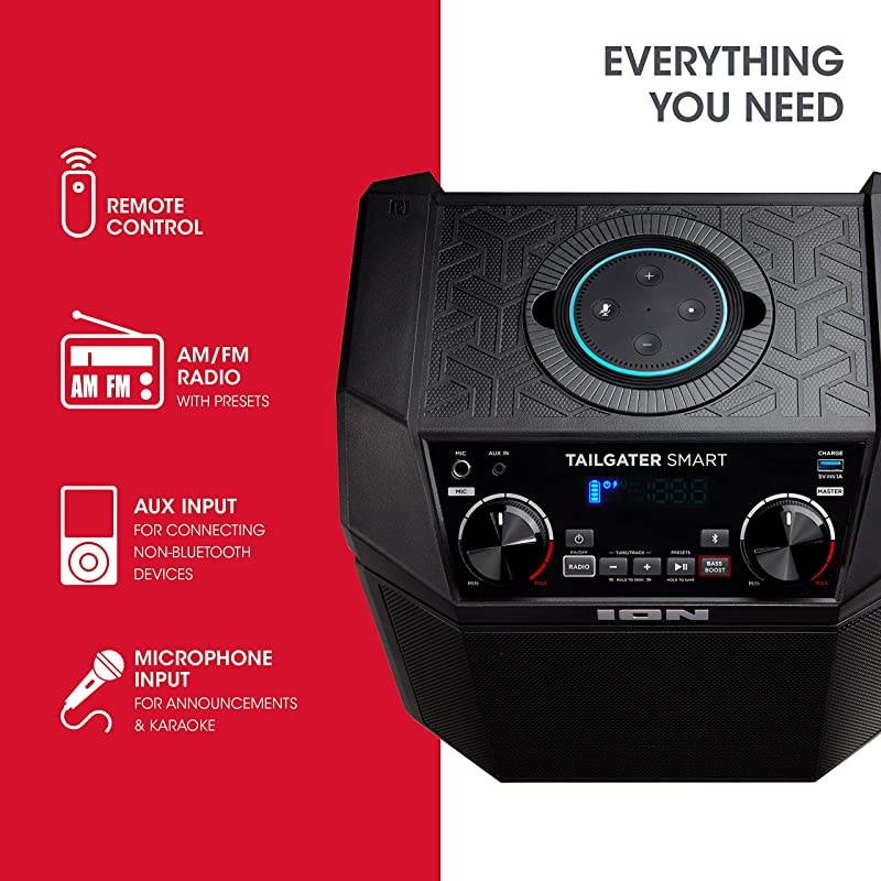 50W Outdoor Echo Dot Speaker Dock/Portable Alexa Accessory with Bluetooth Connectivity and 50 Hour Rechargeable Battery-Tailgater Smart