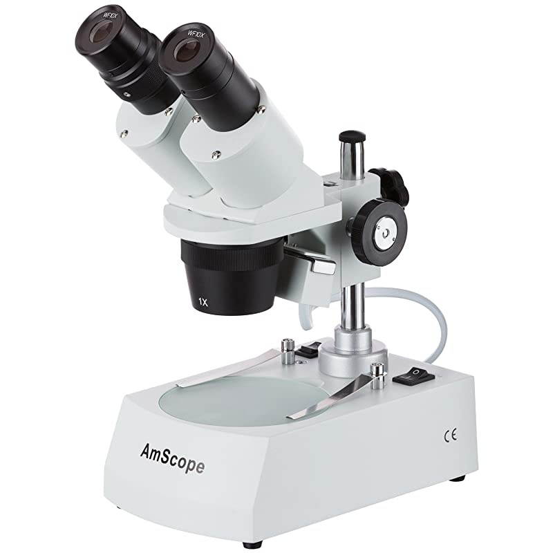 SE305R-PZ-E1 Digital Forward-Mounted Binocular Stereo Microscope, WF10x and WF20x Eyepieces, 10X/20X/30X/60X Magnification, 1X and 3X Objectives, Upper and Lower Halogen Lighting, Reversible Black/Wh