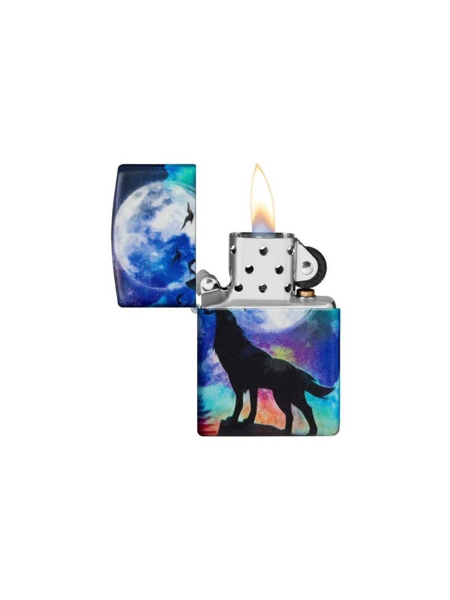 Zippo Multicolor Wolf Design Brass Windproof Pocket Lighter