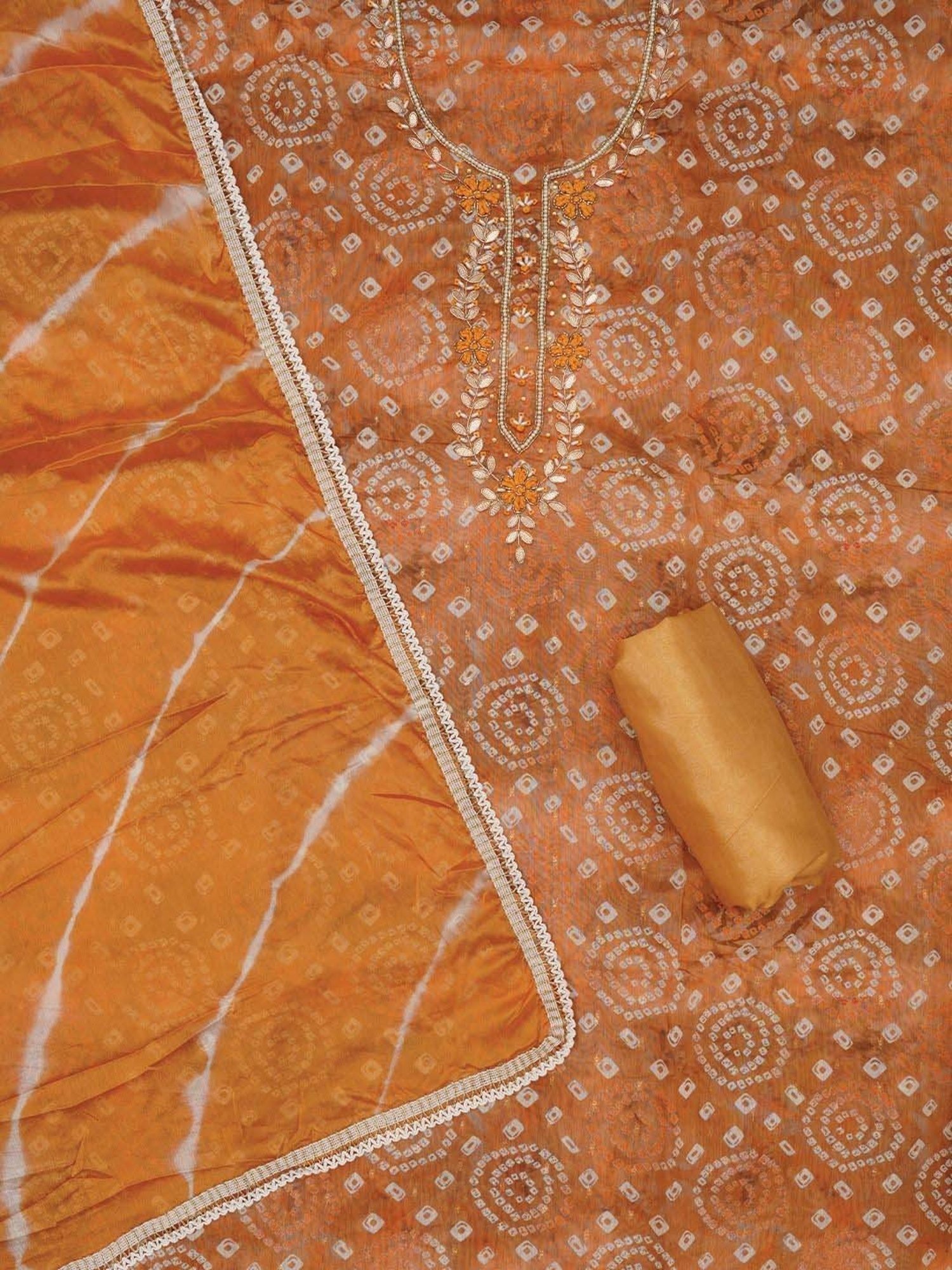 Jaipur Kurti Mustard Cotton Printed Unstitched Dress Material