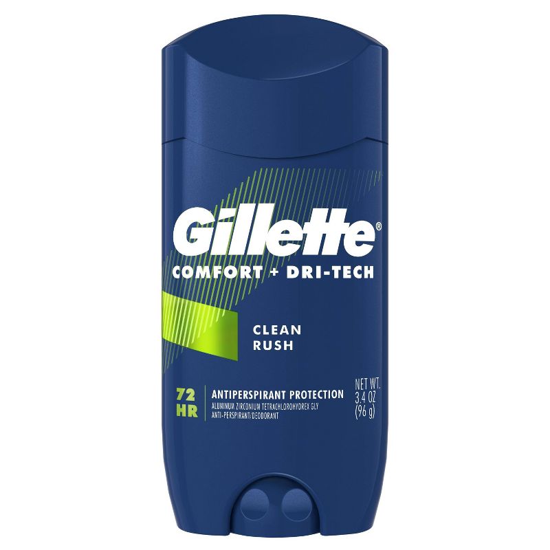 Gillette Comfort + DriTech Men's Antiperspirant Deodorant Invisible Solid Clean Rush - 3.4oz 