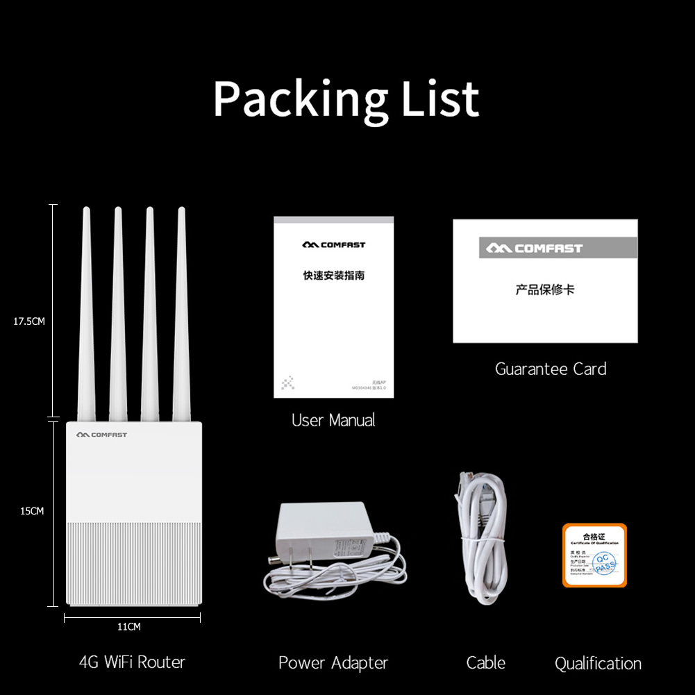 Madeng E3 4 Antennas WiFi Router 4G LTE 2.4G Home Wireless Network Extender for COMFAST Office Caring Computer Supplies