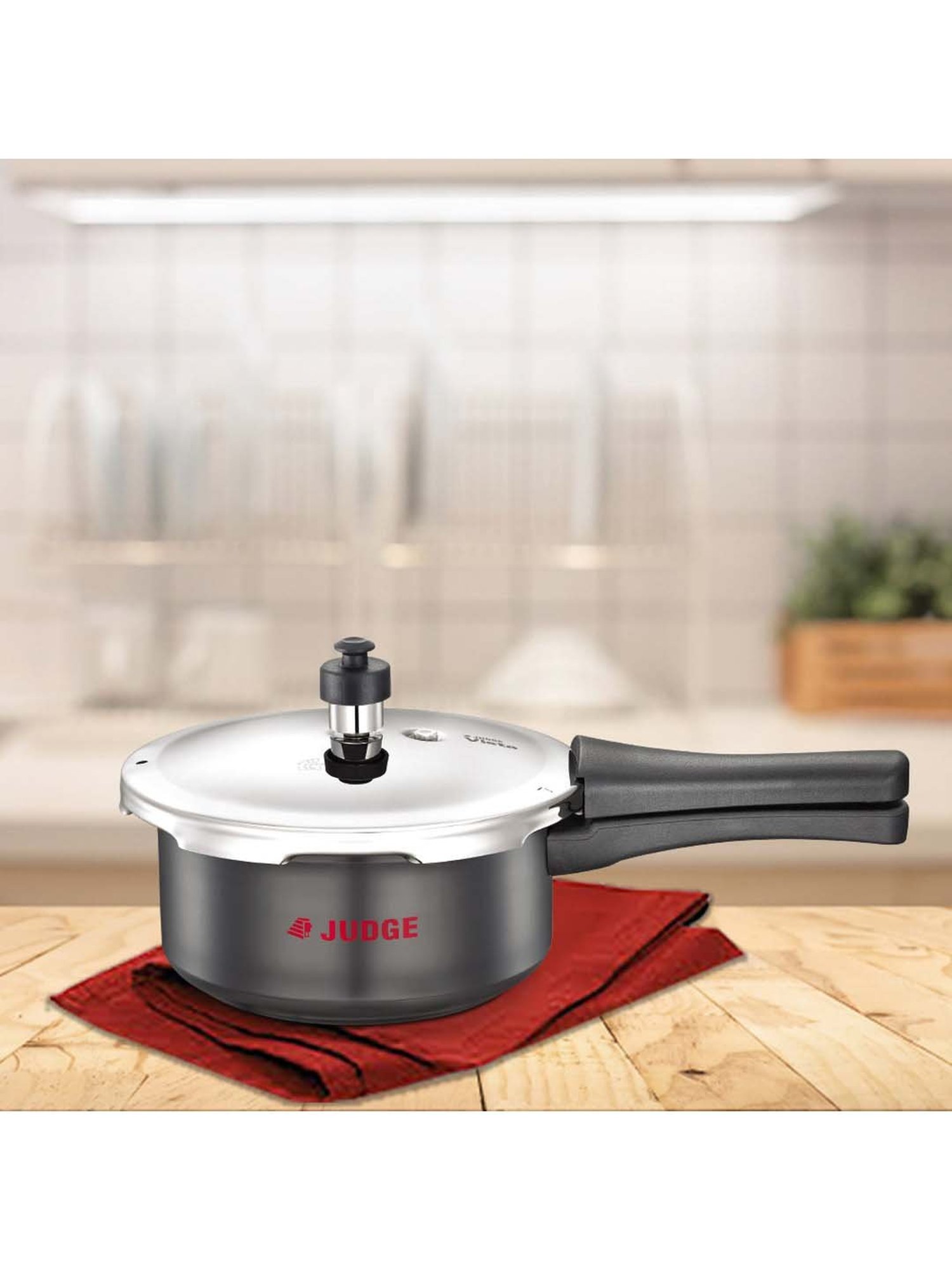 JUDGE Black & Silver Hard Anodised 20 cm Gas Compatible Outer Lid Pressure Cooker (2 L) - Set of 1