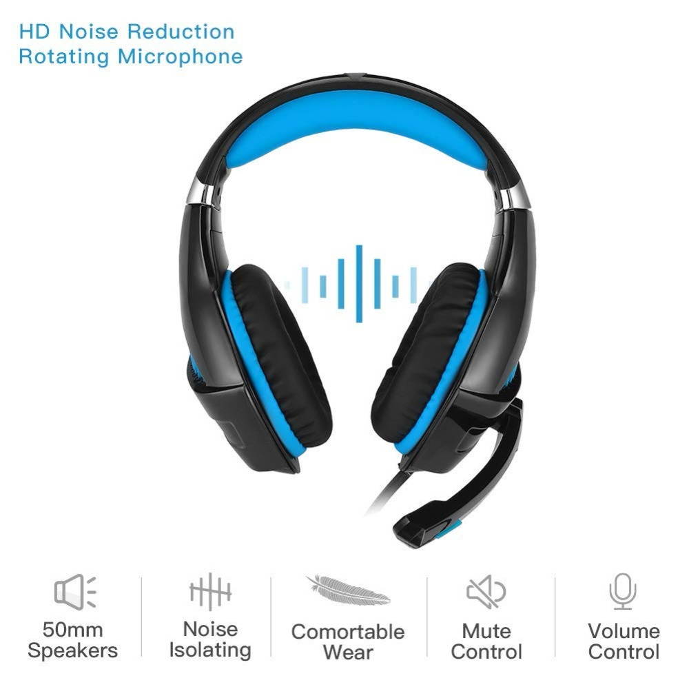 Gaming Headset for Xbox One PS4 PC Stereo Surround Sound Noise Cancelling Over Ear Headphone with Mic LED Light