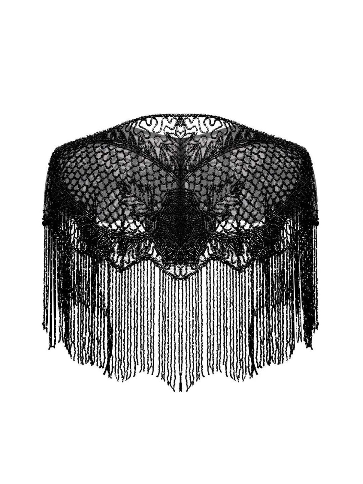 Odette Black Embellished Fancy Short Cape