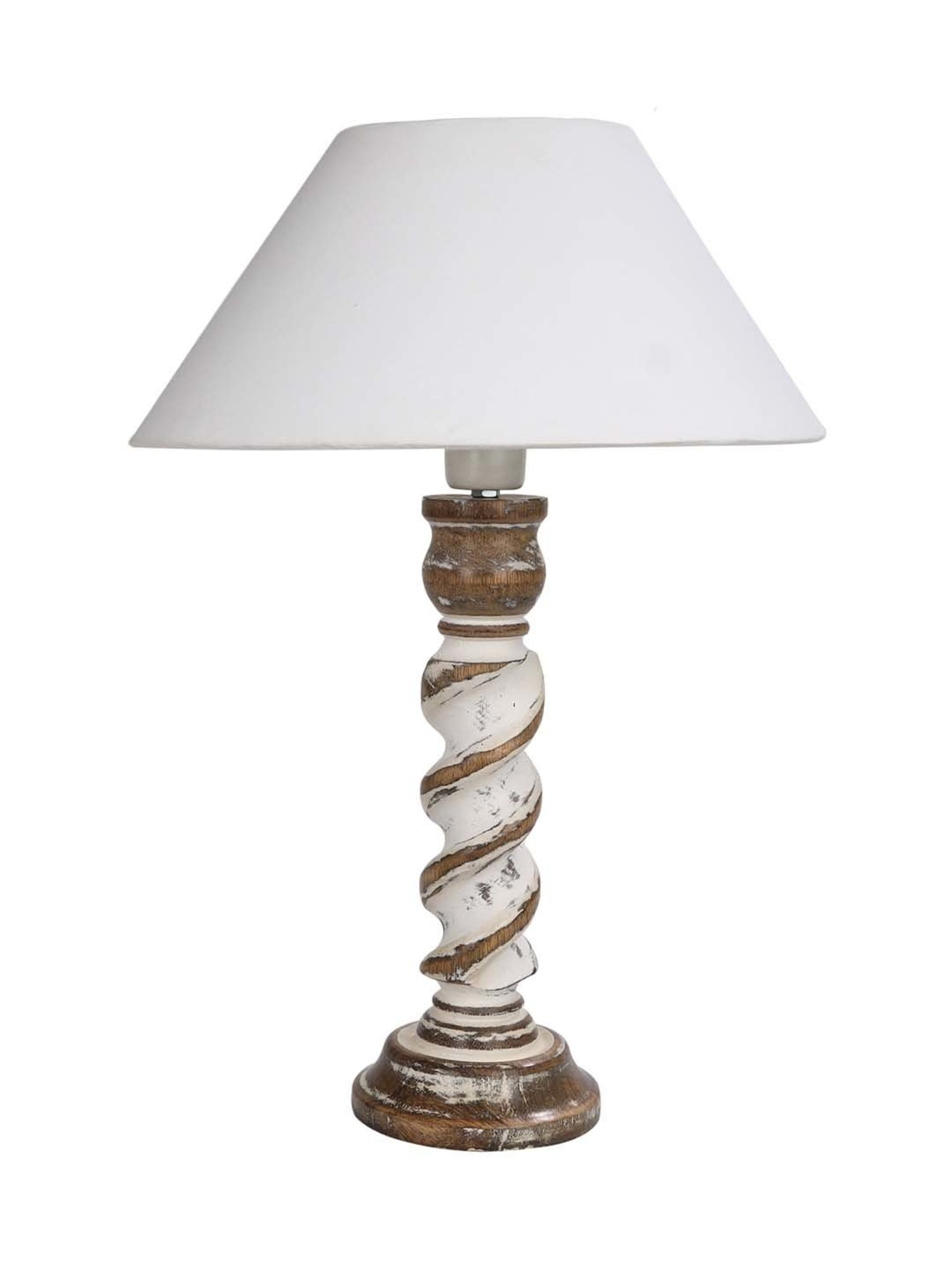 Homesake 'Signature Rustic Rope' White Wood Table Lamp with Cone Shade - Set of 1