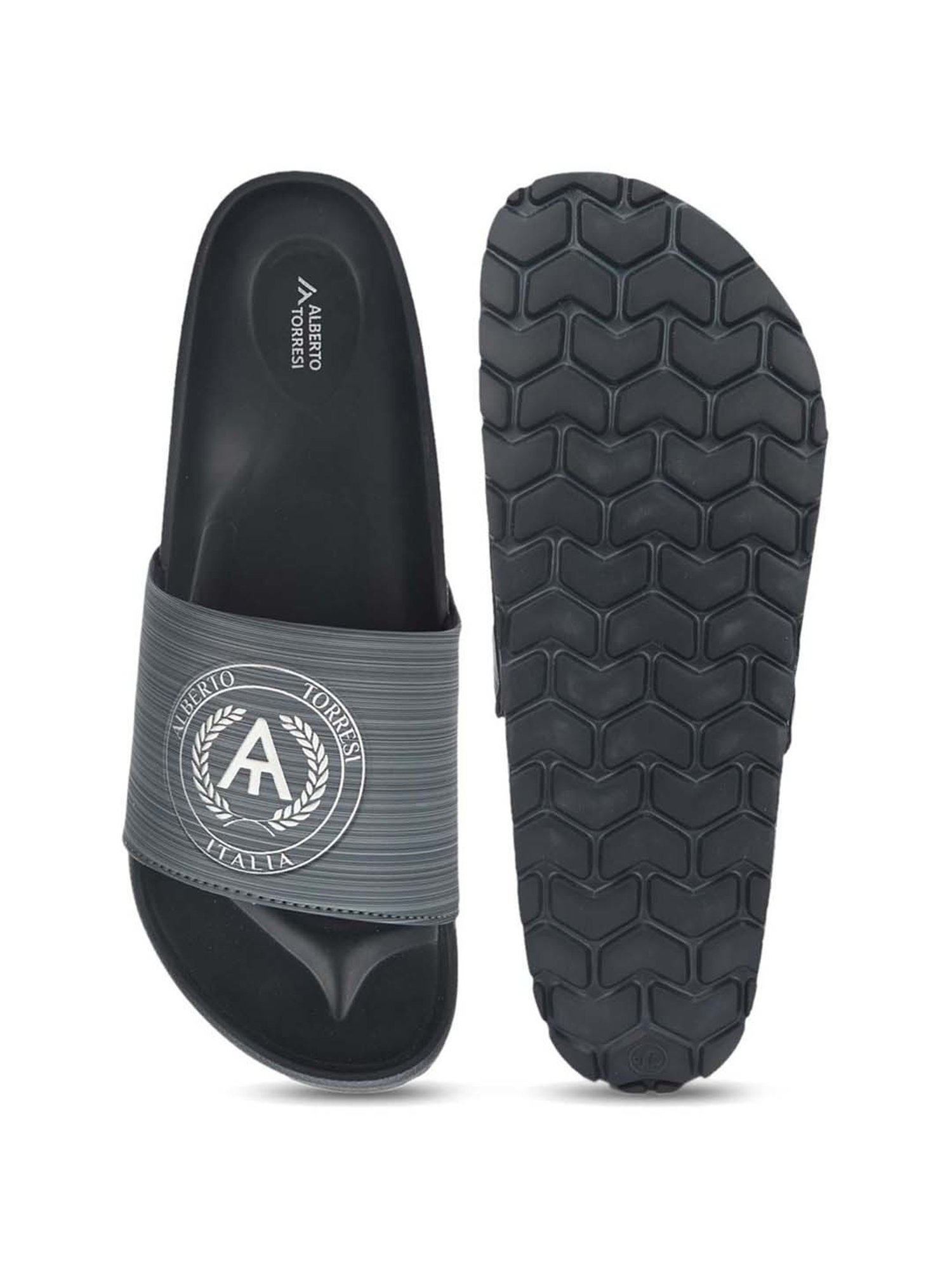 Alberto Torresi Men's Grey Slide Sandals