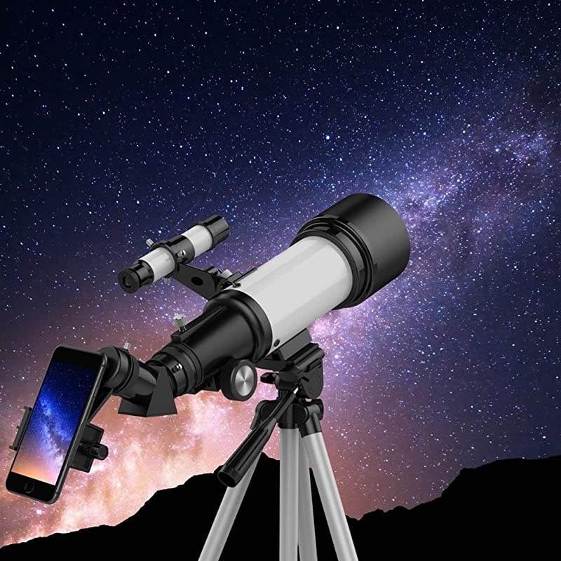 Telescope, Telescopes for Adults, 70mm Aperture 400mm AZ Mount, Telescope for Kids Beginners, Fully Multi-Coated Optics, Astronomy Refractor Telescope with Tripod, Phone Adapter, Backpack