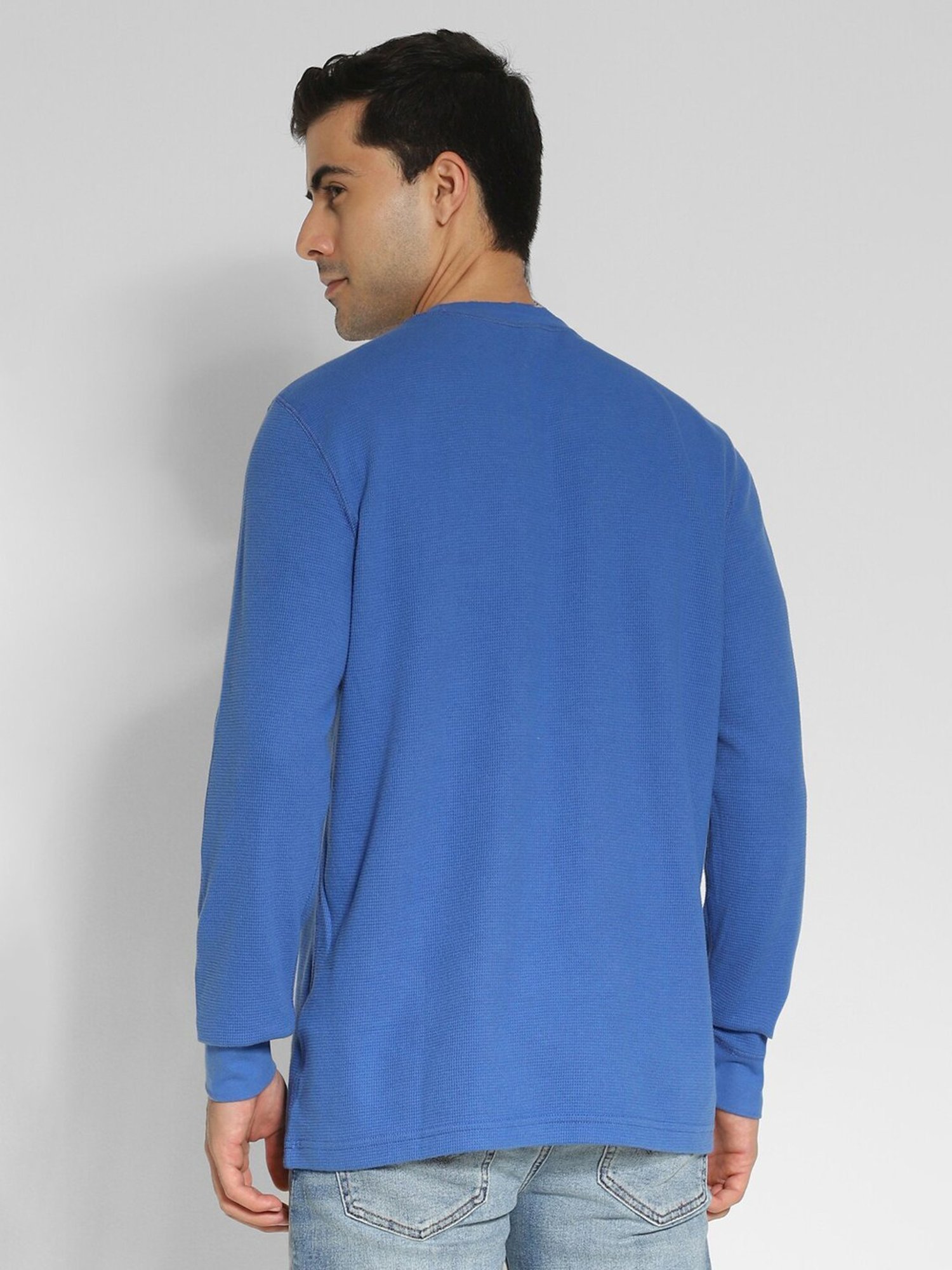 American Eagle Blue Regular Fit Texture T-Shirt