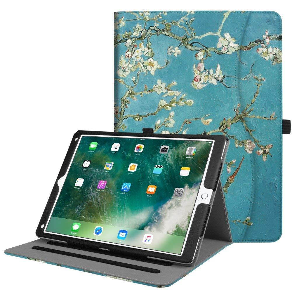 Fintie iPad Pro 12.9 Case - [Corner Protection] Multi-Angle Viewing Folio Stand Cover w/Pocket, Auto Wake/Sleep Feature for Apple iPad Pro 12.9 1st Gen 2015 / iPad Pro 12.9 2nd Gen 2017, Blossom