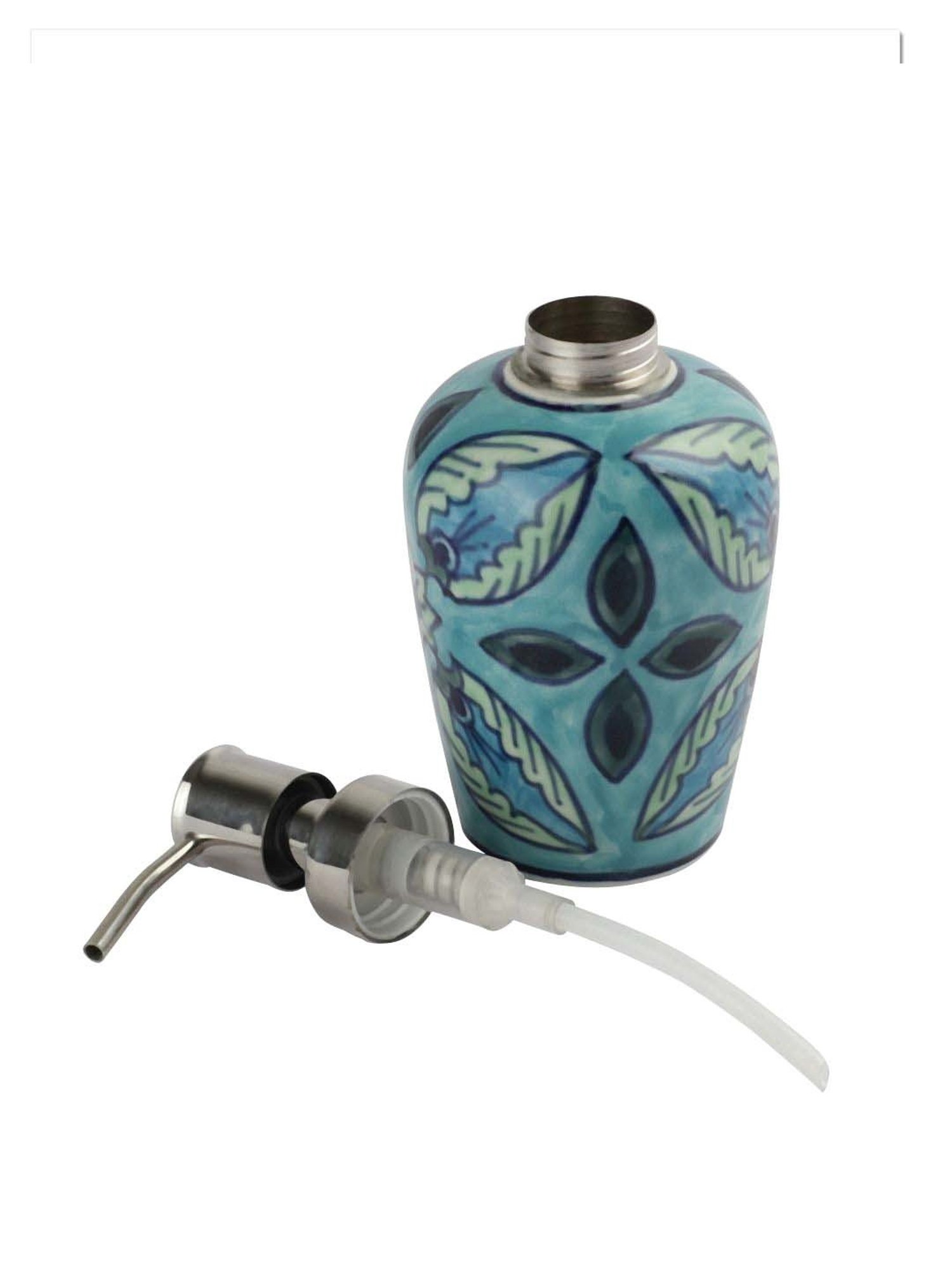 VarEesha Vrinda Teal Blue Ceramic Taper Soap Dispenser (0.3 L)