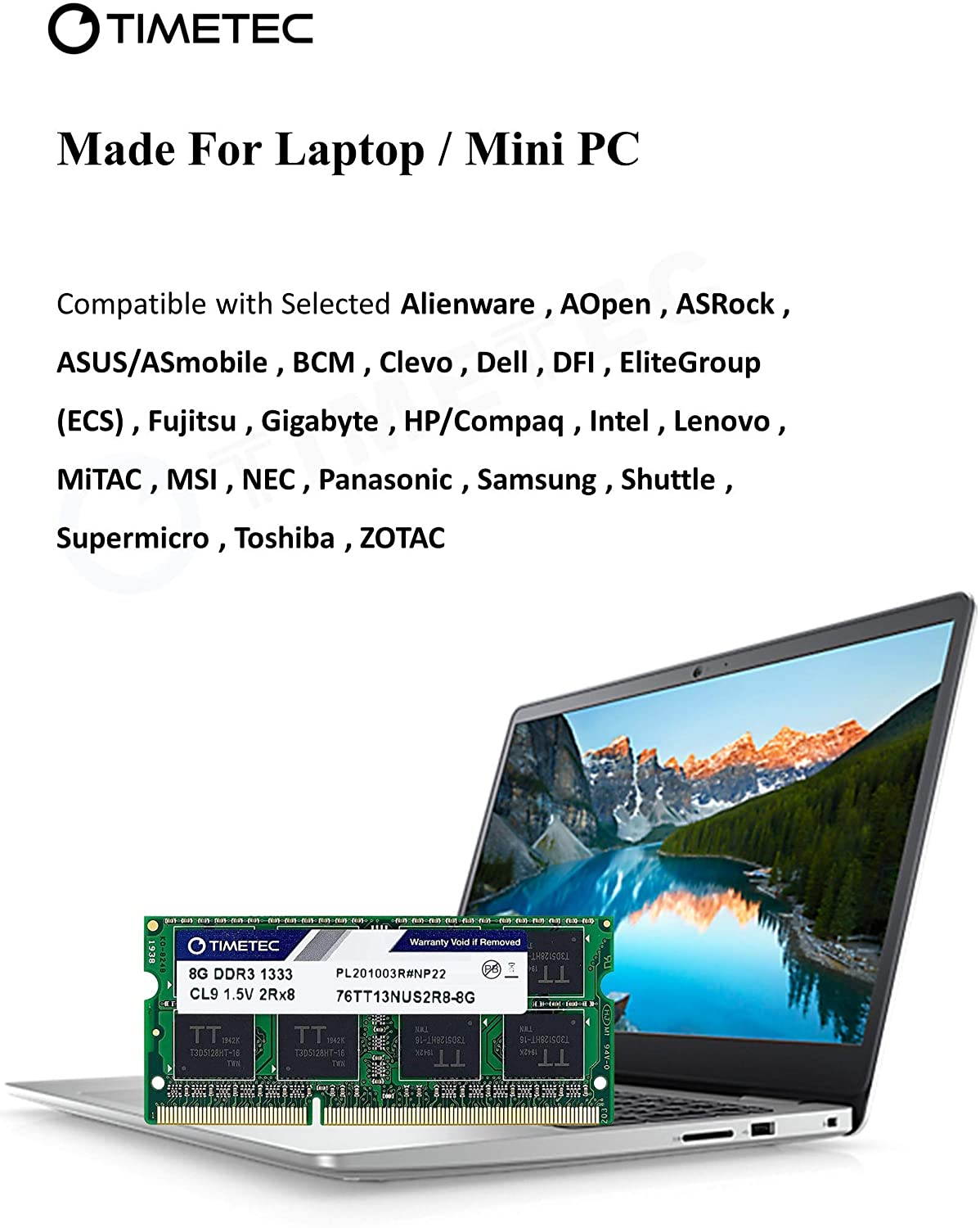 Timetec Hynix IC 16GB Kit(2x8GB) DDR3 1333MHz PC3-10600 Non ECC Unbuffered 1.5V CL9 2Rx8 Dual Rank 204 Pin SODIMM Laptop Notebook Computer Memory Ram Module Upgrade(16GB Kit(2x8GB))