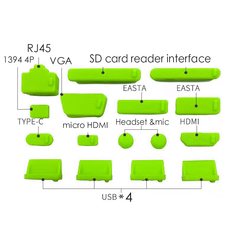 16pcs/set Colorful Silicone Anti Dust Plug Cover Stopper Dust Plug Laptop Dustproof USB Port HDMI RJ45 Interface Cover Computer Accessories