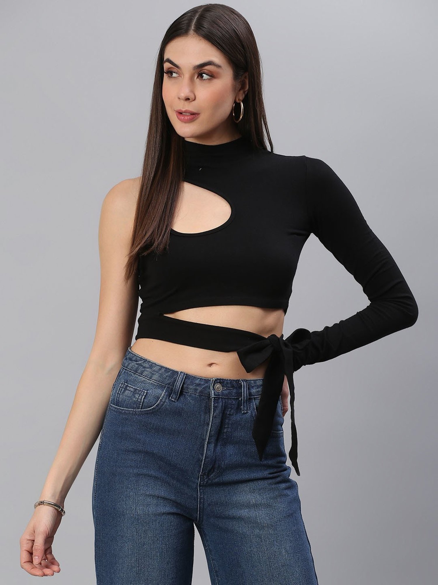 Cation Black Crop Top