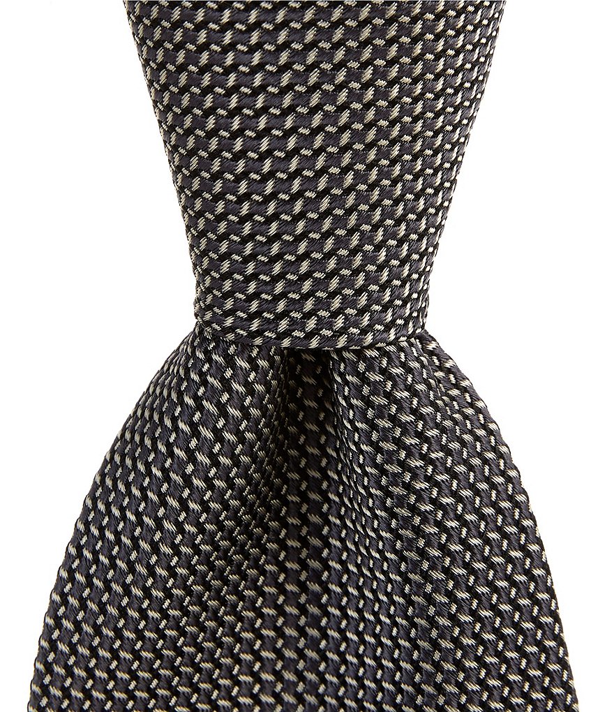 Roundtree & Yorke Big & Tall Geo Stitch 3 3/8#double; Silk Tie