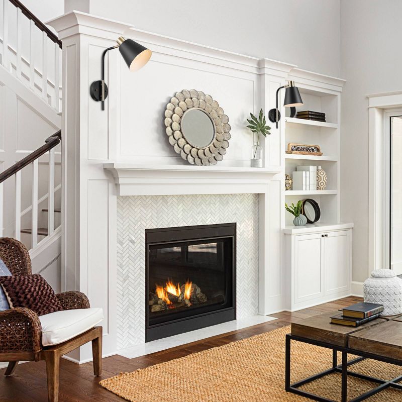 Cleo 1-Light Matte Black Plug-In or Hardwire Wall Sconce - Novogratz x Globe