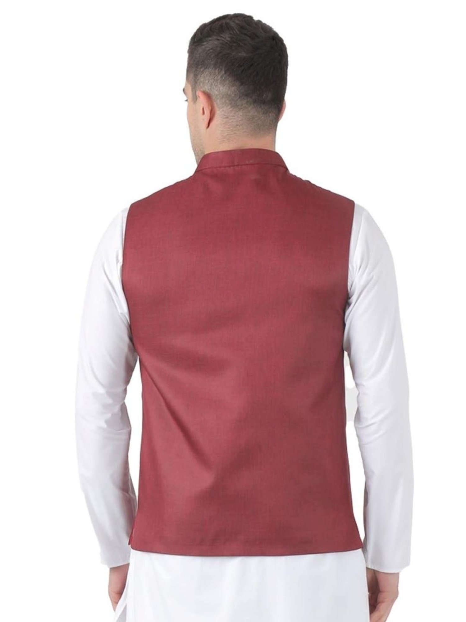 TAHVO Red  Slim Fit Nehru Jacket