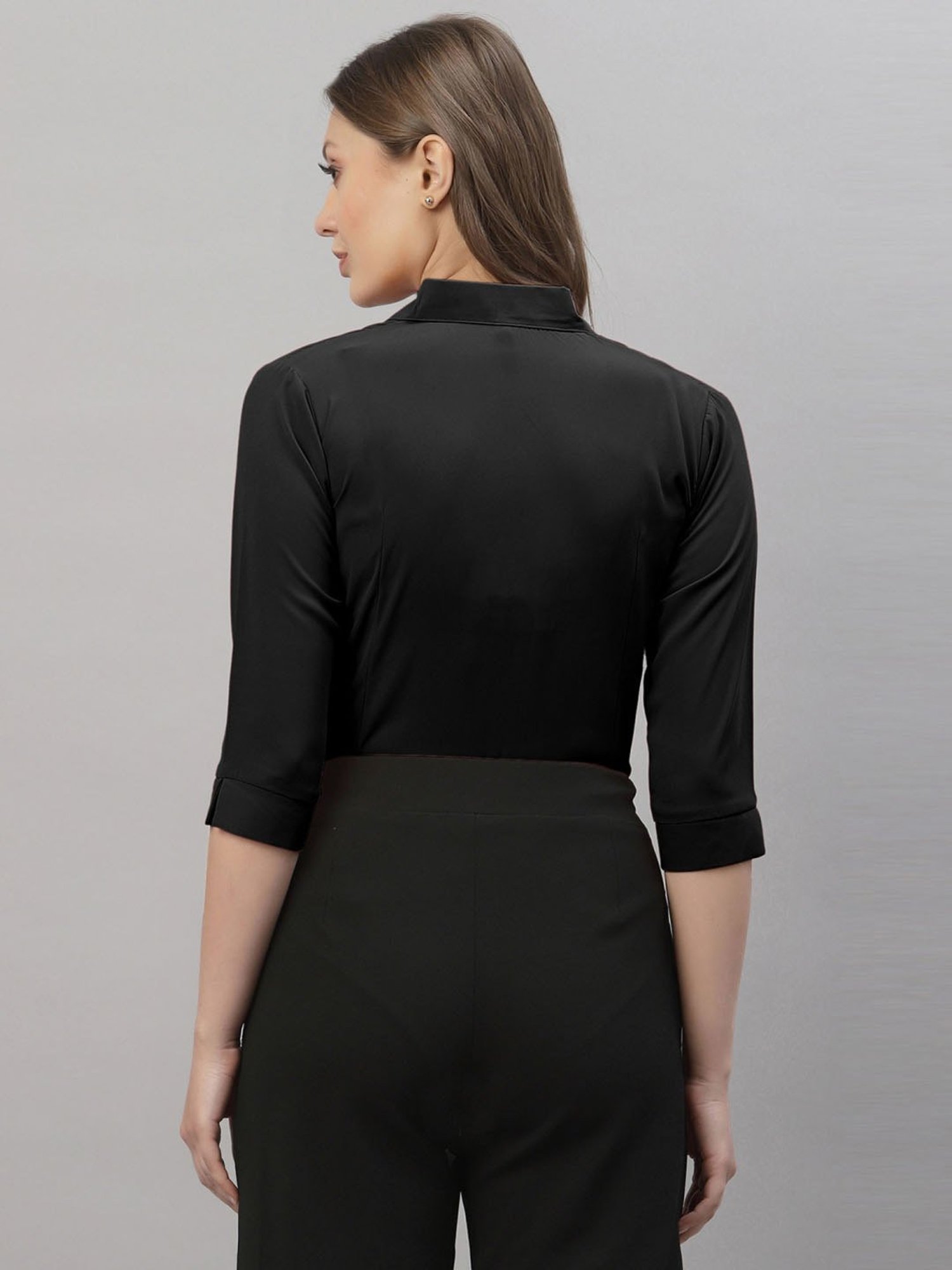 SELVIA Black Regular Fit Formal Shirt