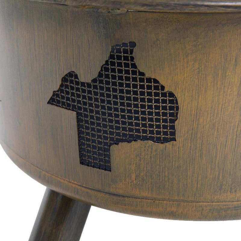 30" Wood Burning Fire Pit with Cover - Brown - Nuu Garden