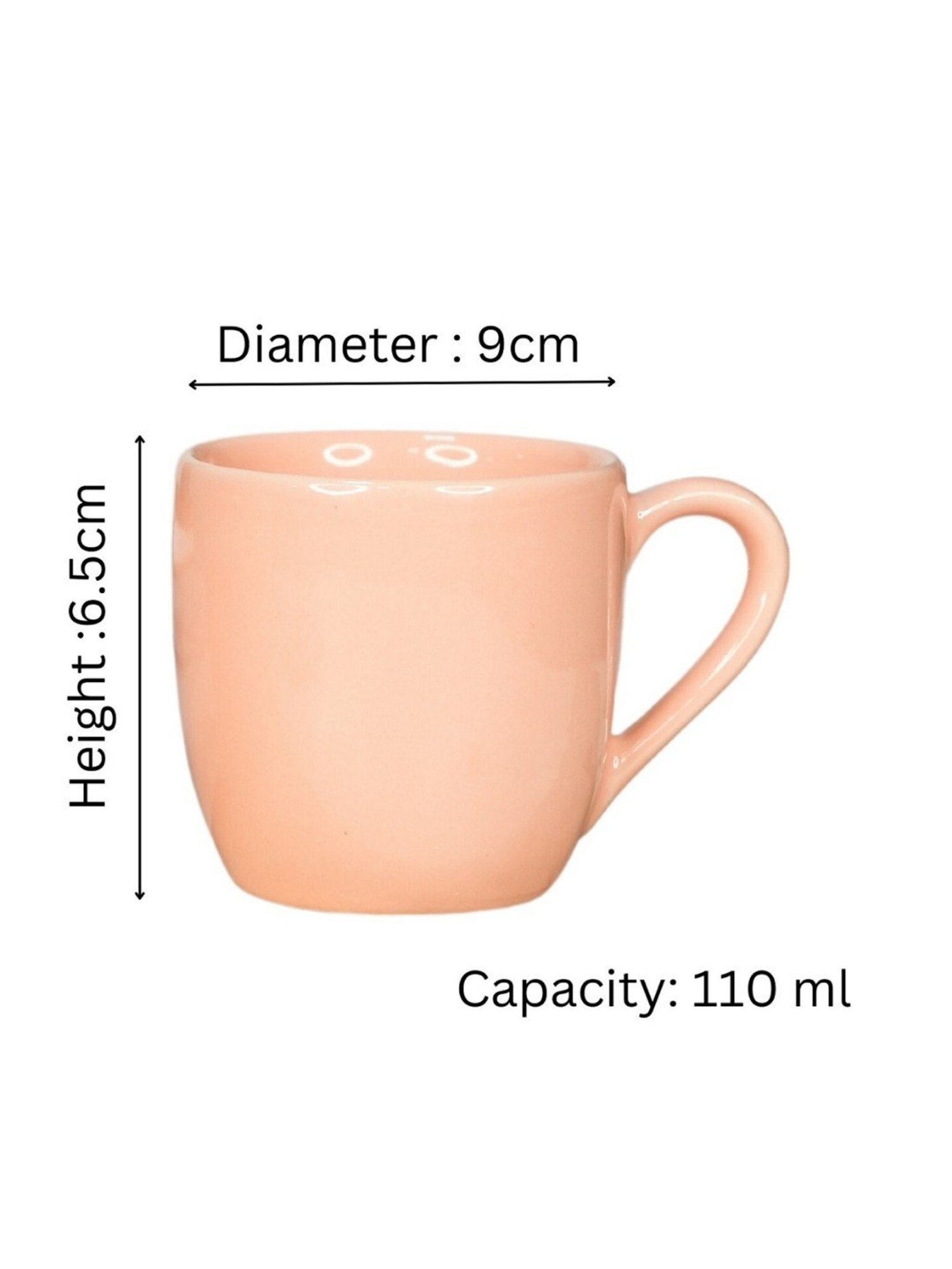 Living Roots Pink Ceramic Mug - Set of 6 (110 ml)