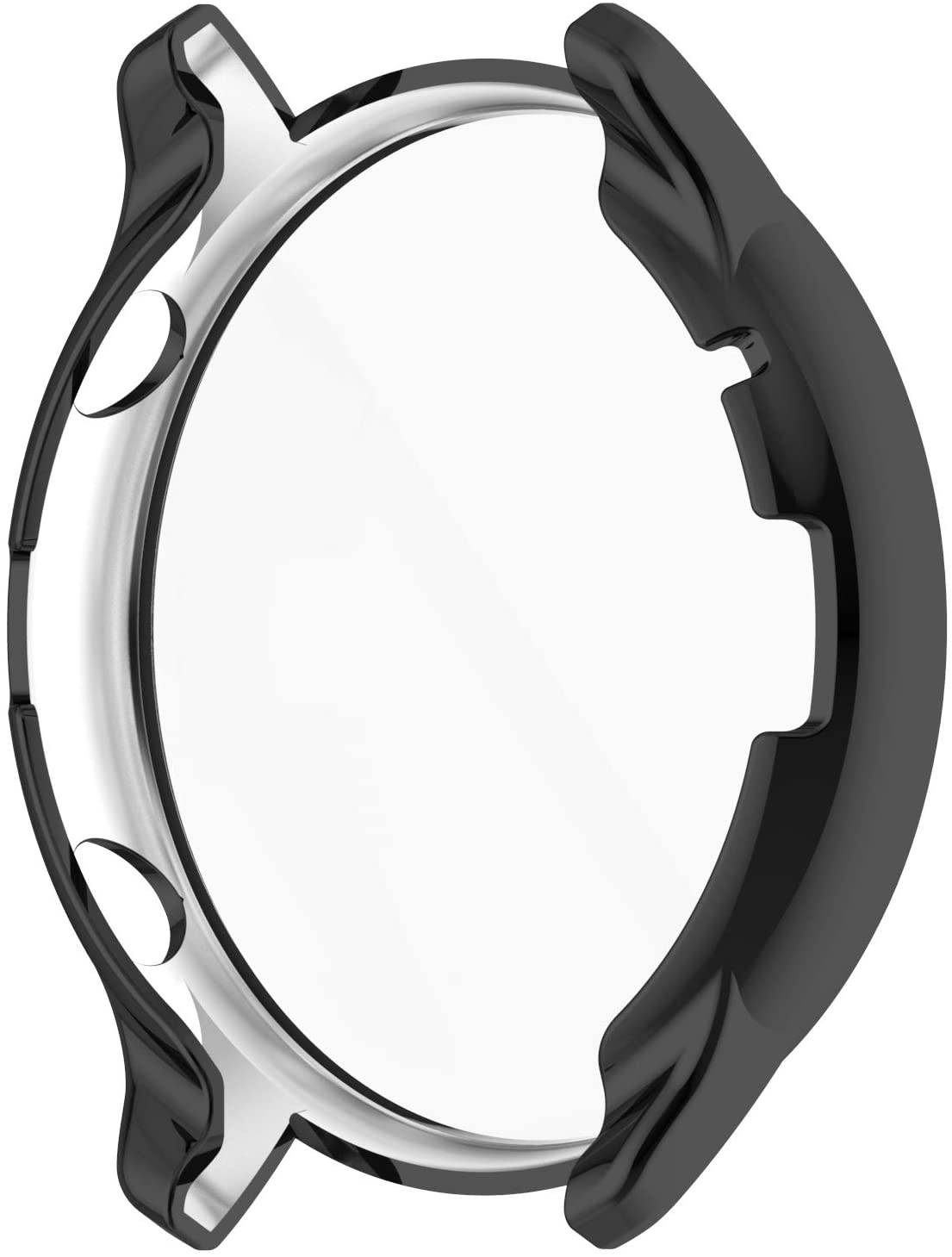 FitTurn Screen Protector Case Compatible with Amazfit GTR 2 & Amazfit GTR 2e TPU Slim Case Cover [Plating Metal Color Frame] [3D Full Coverage] Shell Protective for Amazfit GTR 2 Watch(Black)