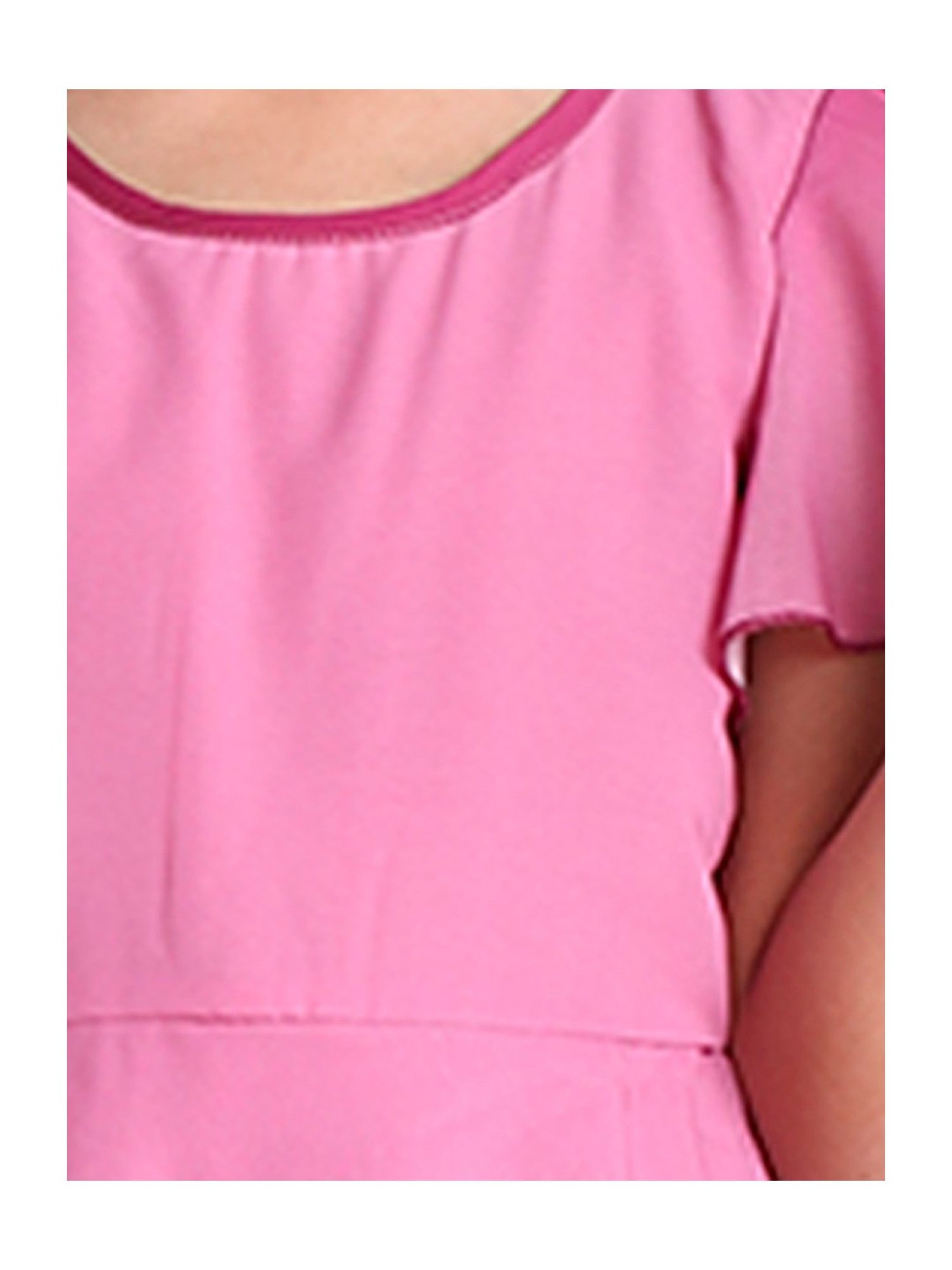 Kiddopanti Girls Pink & Maroon Solid Dress