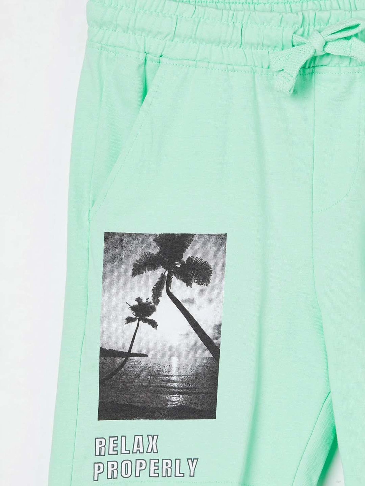 Fame Forever by Lifestyle Kids Mint Green Cotton Printed Shorts