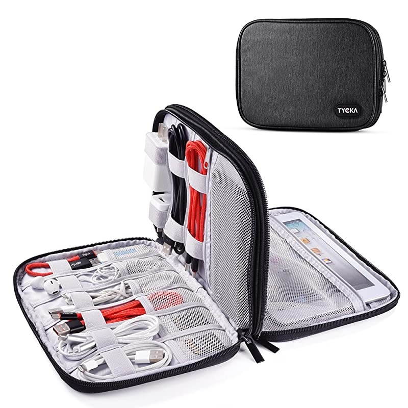 Folded Travel Organizer Electronics Bag, Universal Electronics Travel Gadgets Carrying Case Pouch Carry Case for Cable, Cord, USB, SD Cards, Chargers, Deep Gray