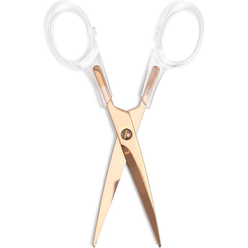 Paper Junkie Set of 2 Rose Gold Stationery: Scissor with Clear Acrylic Handle & Staple Remover