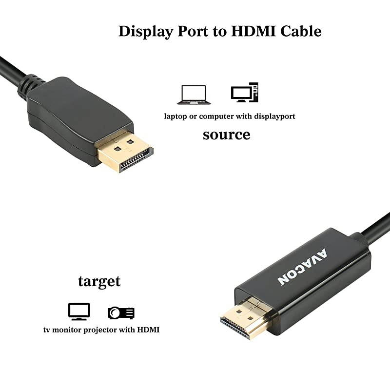 DisplayPort to HDMI 10 Feet GoldPlated Cable  Display Port to HDMI Adapter Male to Male Black