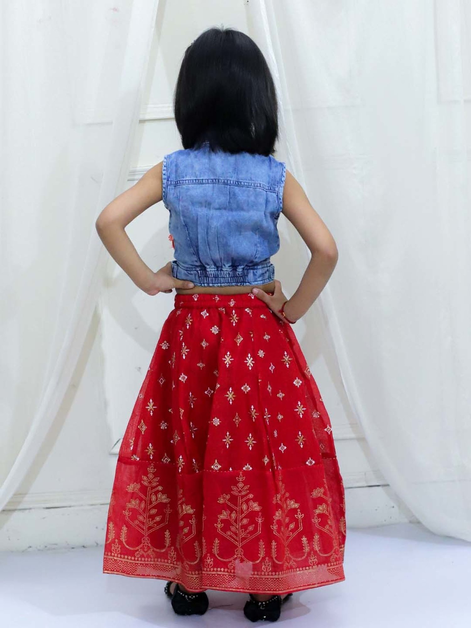 TWISHA Kids Blue & Red Applique Top Set