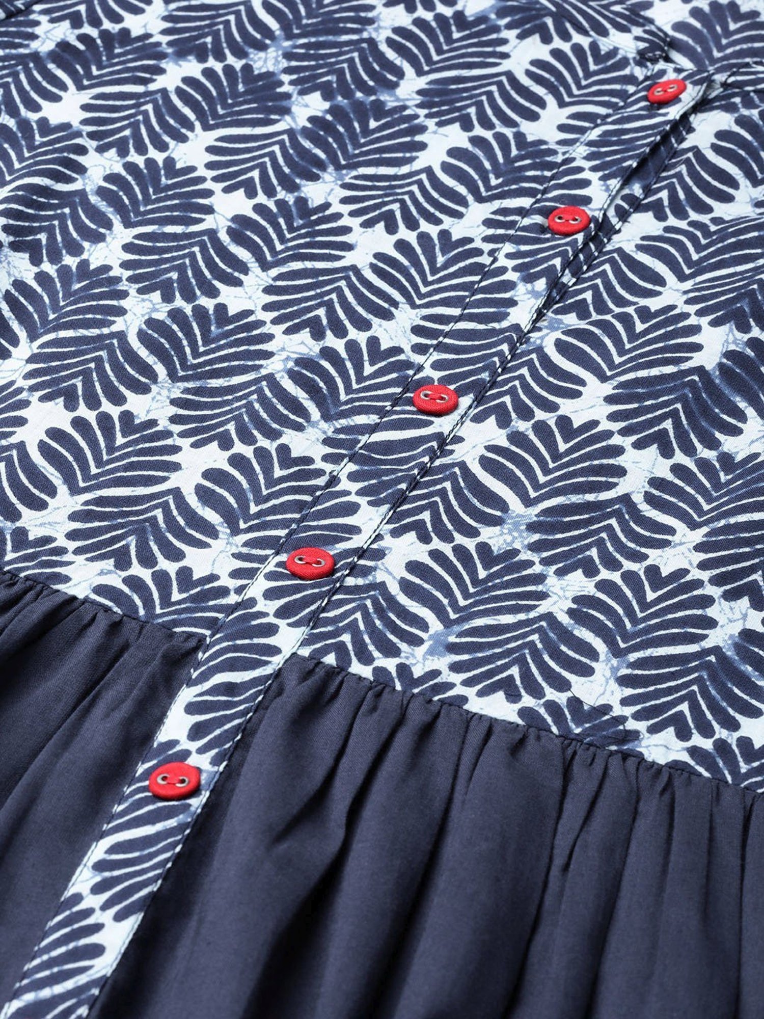 Geroo Jaipur Blue Indigo Hand Block Printed Pure Cotton Kurta