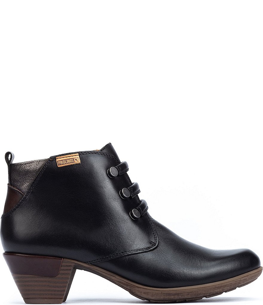 Pikolinos Rotterdam 902 Leather Side Zip Block Heel Booties