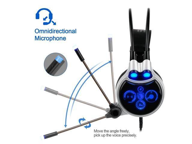 SADES R8 Gaming Headset Virtual 7.1 Channel Surround Sound USB PC Stereo Headphones with High Sensitivity Microphone LED Light